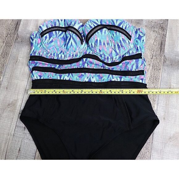 XOXO Blue Novelty Trim 1pc Sweetheart Strapless Swimsuit sz MEDIUM - Picture 6 of 10